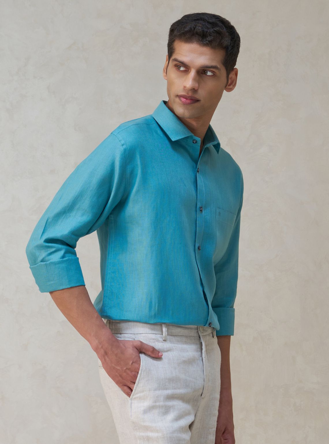 LINEN WASH シャツ Classic Pure Linen Shirt for Men | Harshvardhan